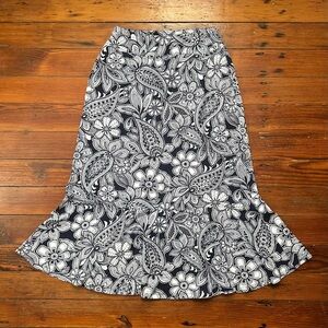 NWT Talbots drop waist peplum hem oversized print maxi skirt Petite Small